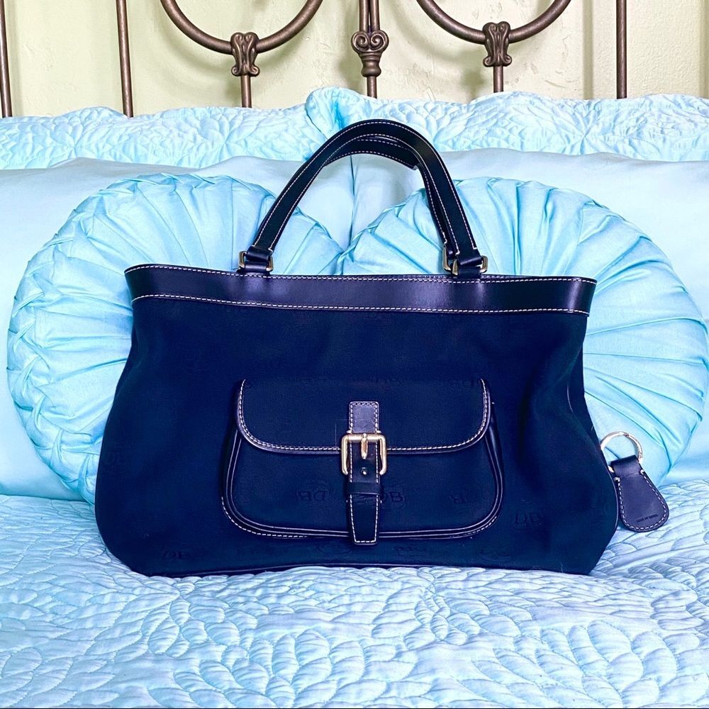 Dooney & Bourke Black DB Patterned Tote & Key Fob